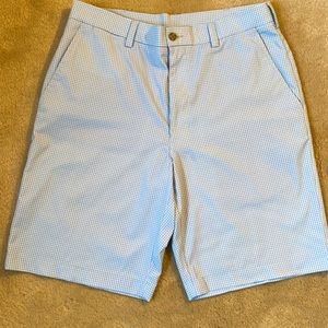 PGA Tour Golf Shorts Blue and White Check Pattern Size 32
